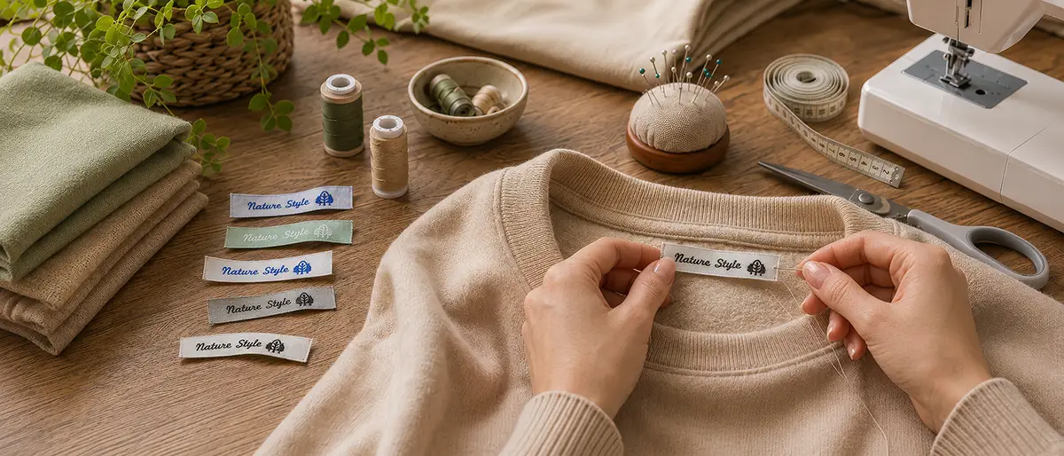 Una etiqueta de algodón tejida marca la diferencia: aporta a sus creaciones una imagen natural y de alta calidad y convierte su producto en un conjunto armonioso. Una etiqueta de algodón tejida marca la diferencia: aporta a sus creaciones una imagen natural y de alta calidad y convierte su producto en un conjunto armonioso.