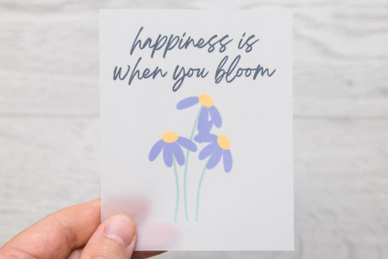 Imagen termoadhesiva de desigñador \"happiness is...\" de Unikati – Bag Design (N° de artículo 9414)